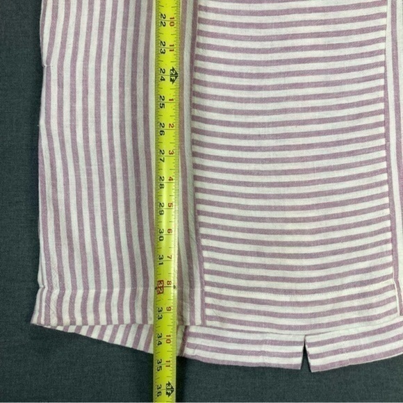 Madewell Linen Shirt Dress Womens Size Small Pink White Stripe Button Back Mini - Picture 13 of 15